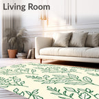 Simple Green Leaf Pattern Design Rug