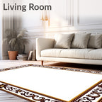 Rich Ornate Brown and Gold Border Rug