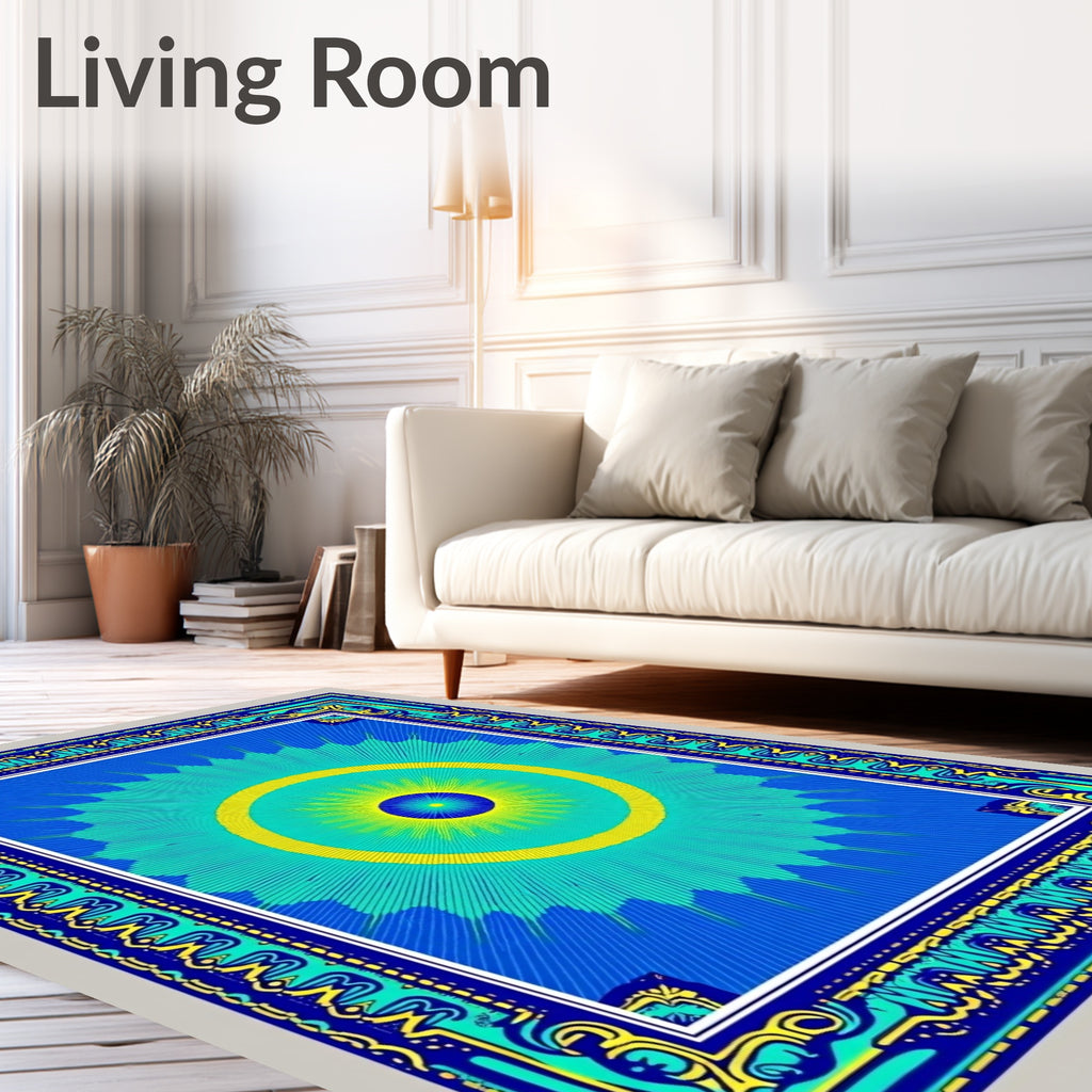 Vibrant Sunburst And Border Design Rug