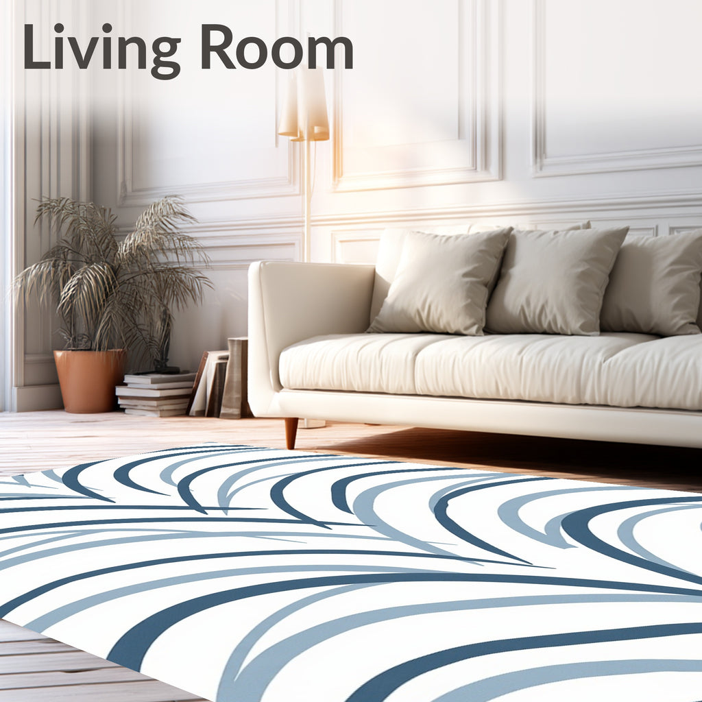 Arching Strokes Blue Pattern Design Rug
