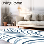 Arching Strokes Blue Pattern Design Rug