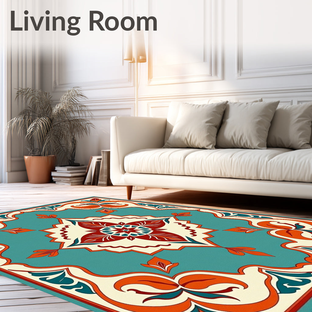 Classic Medallion Floral Border Rug