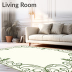 Classic Green Filigree Scroll Border Rug