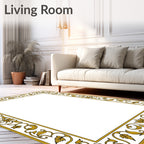 Golden Floral Scroll Border Design Rug