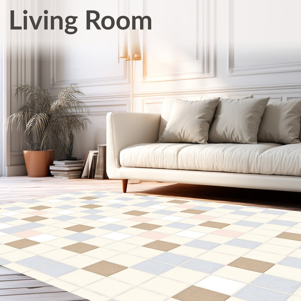 Checkerboard Pattern Modern Pastel Squares Rug