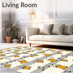 Golden Bells Musical Notes Background Rug