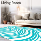 Turquoise Water Wavy Stripe Pattern Rug