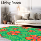 Vibrant Tropical Floral Pattern Rug