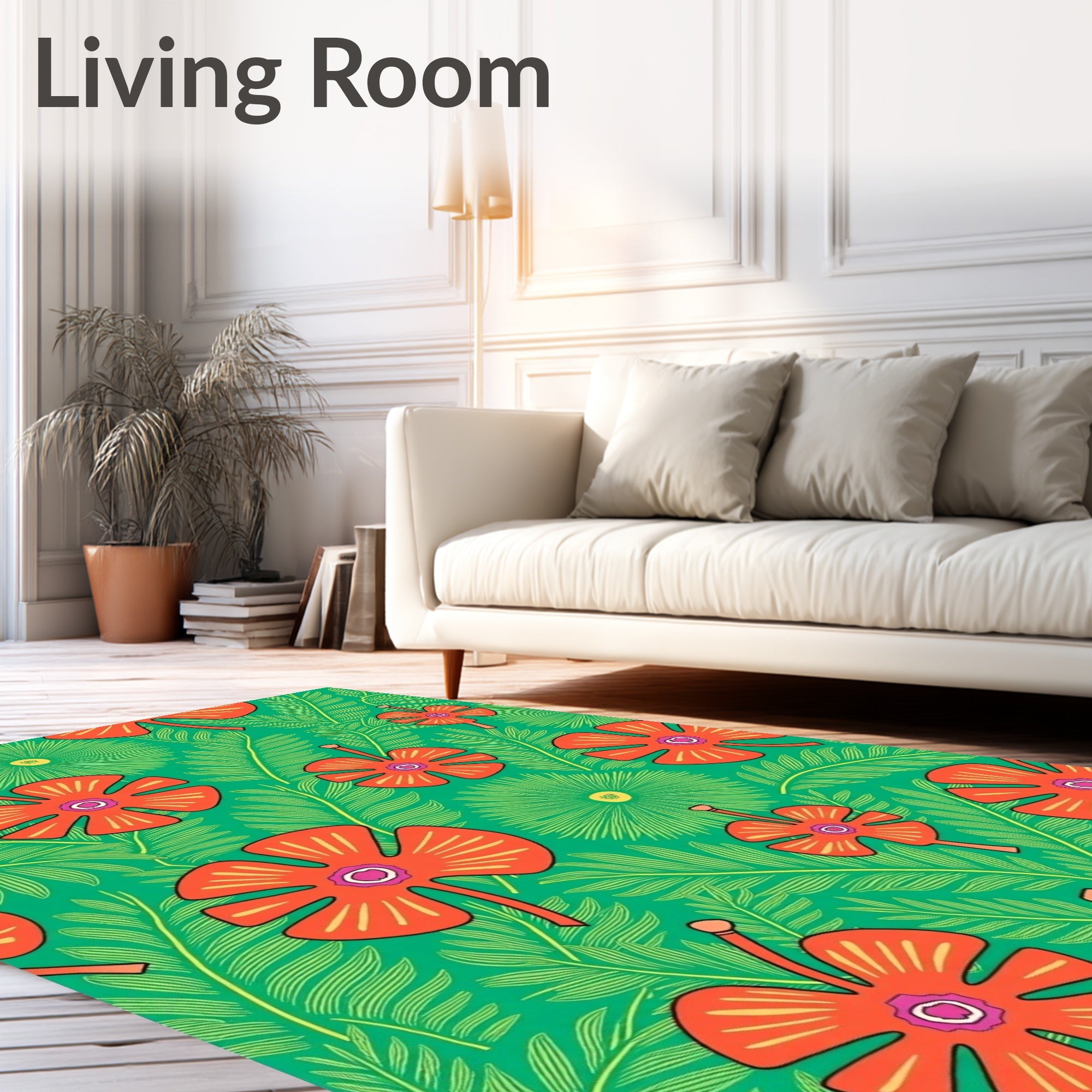 Vibrant Tropical Floral Pattern Rug