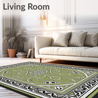 Art Nouveau Green Vine Leaf Rug