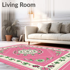 Pink Floral Geometric Design Rug