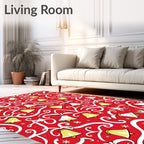 Holiday Bell Star Swirl Red Rug