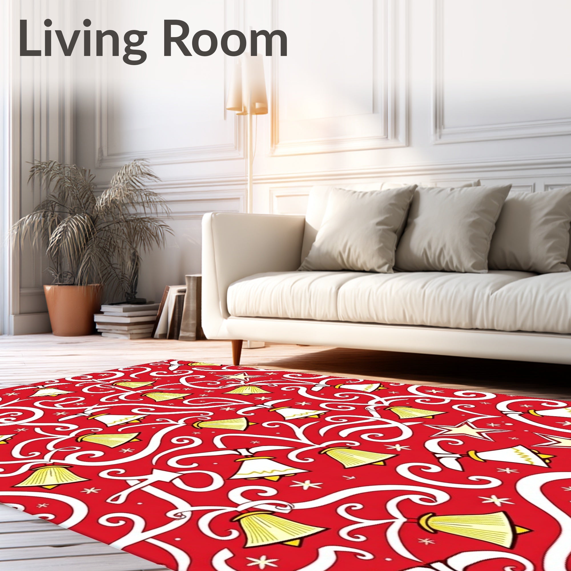 Holiday Bell Star Swirl Red Rug