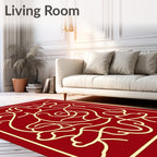 Bold Red Gold Abstract Design Rug