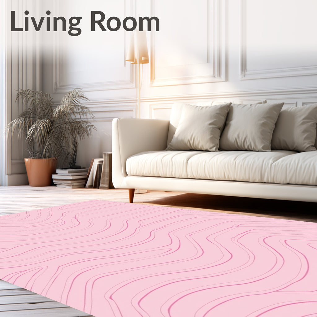 Soft Pink Wavy Swirl Pattern Design Rug