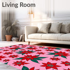 Red Poinsettia Bloom Arrangement Rug
