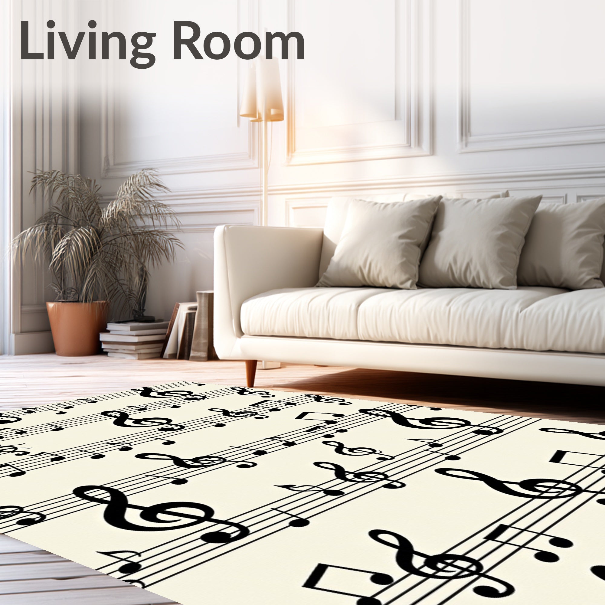 Musical Notes Staff Pattern Rug