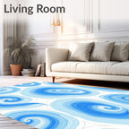 Abstract Blue Swirls Pattern Design Rug