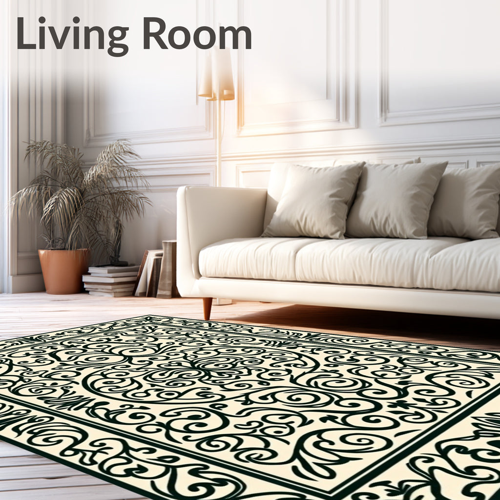 Classic Swirl Floral Scroll Pattern Rug