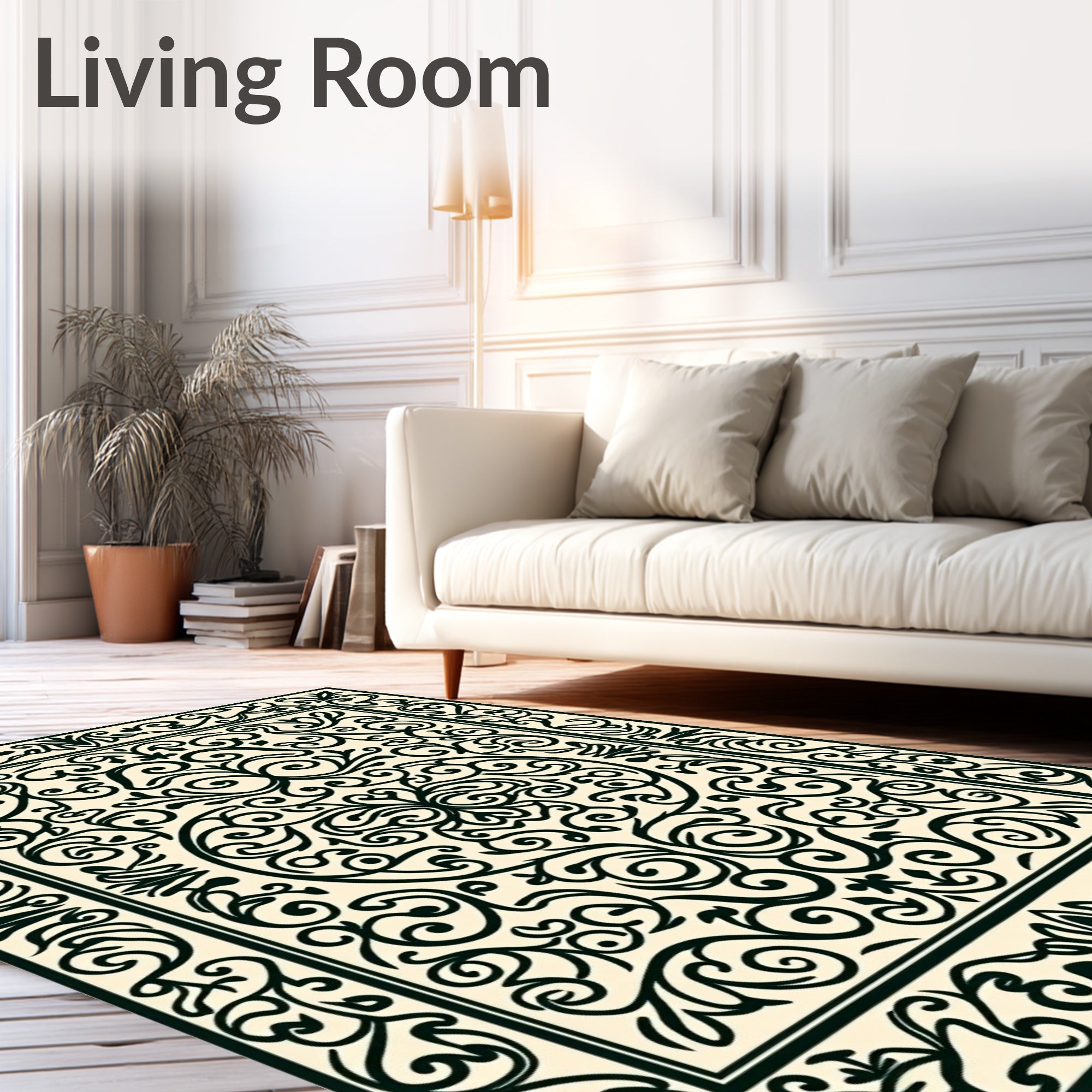 Classic Swirl Floral Scroll Pattern Rug