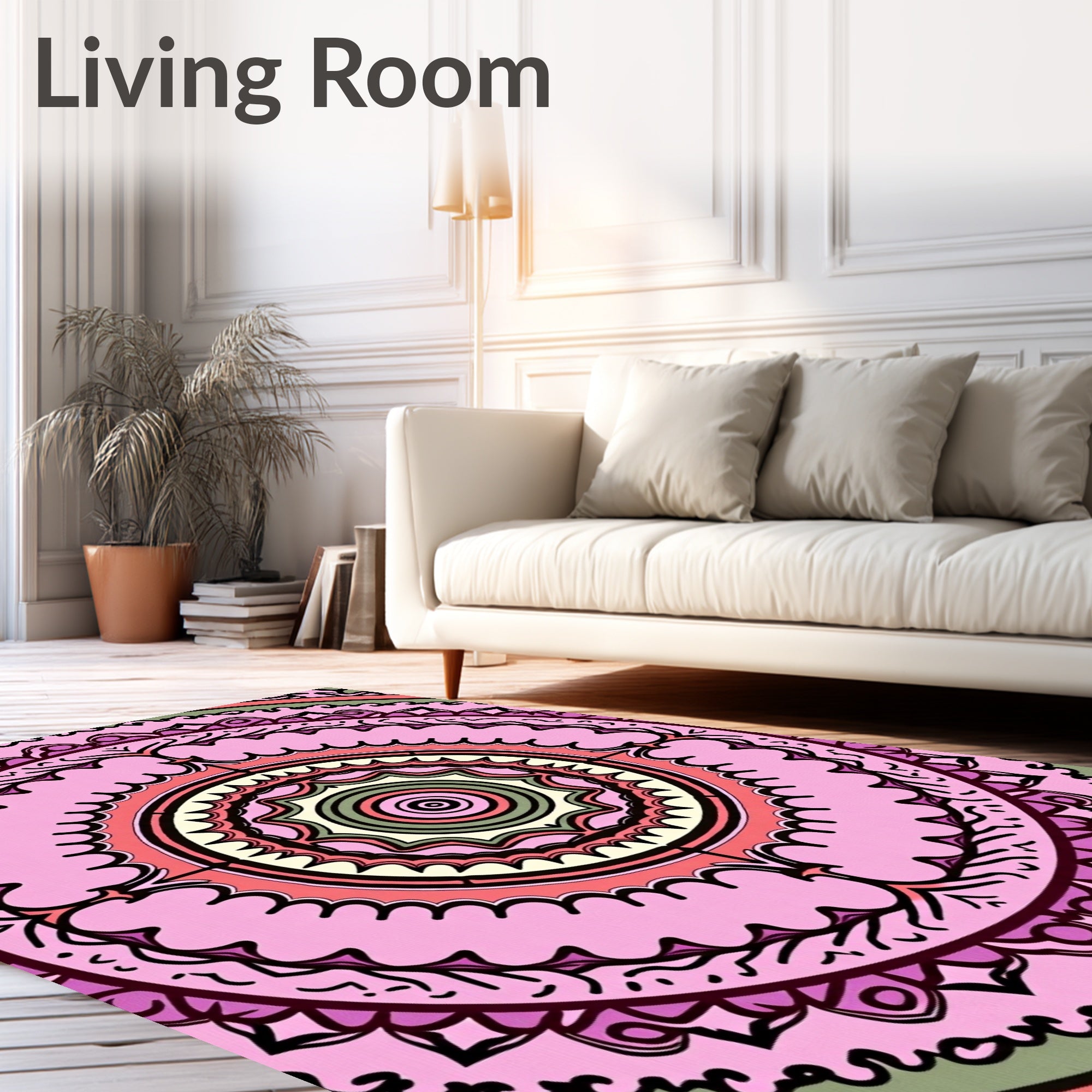 Pink Mandala Boho Inspired Pattern Rug