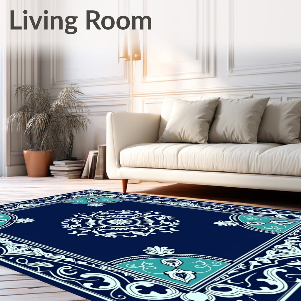 Classic Floral Mandala Blue Rug