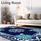 Classic Floral Mandala Blue Rug