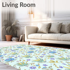 Whimsical Floral Pattern With Blue Accents Rug