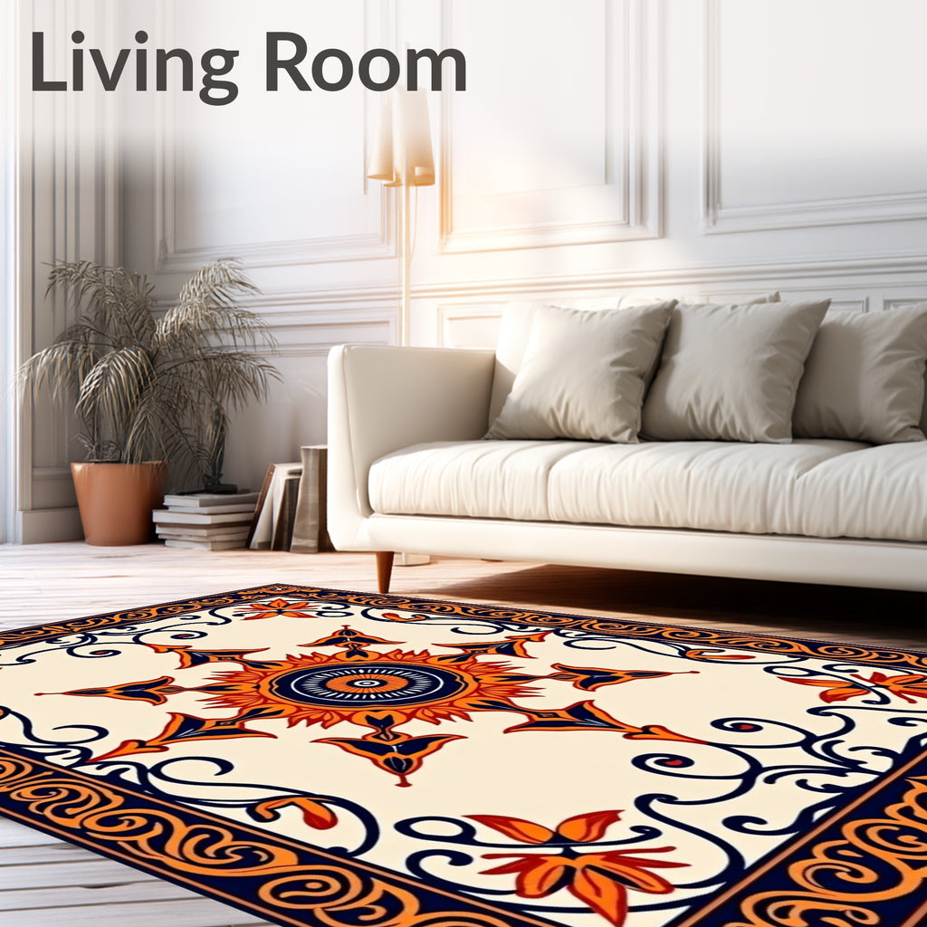 Vibrant Floral Sunburst Mandala Rug