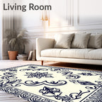 Elegant Floral Swirl Border Design Rug