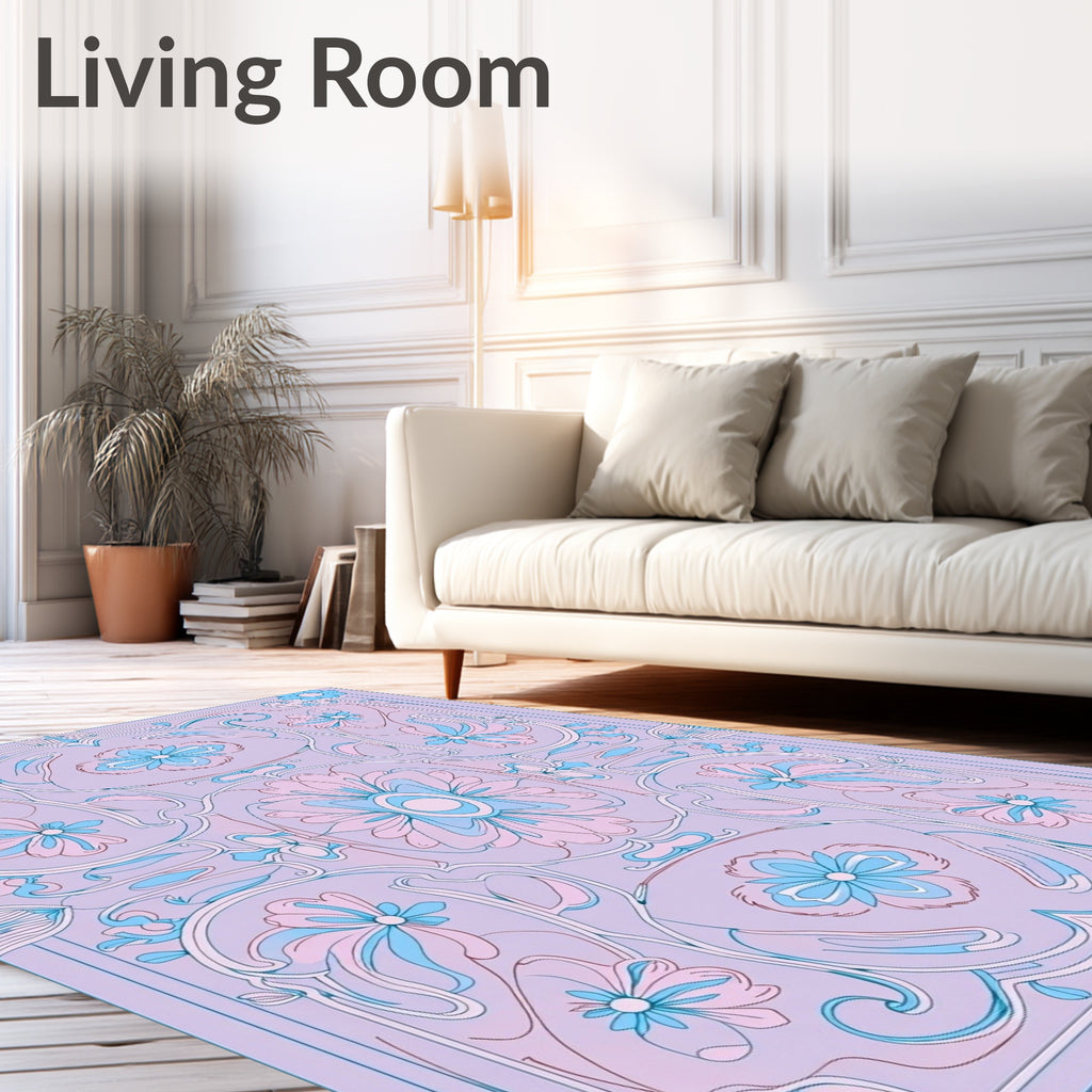 Floral Art Nouveau Inspired Pattern Rug