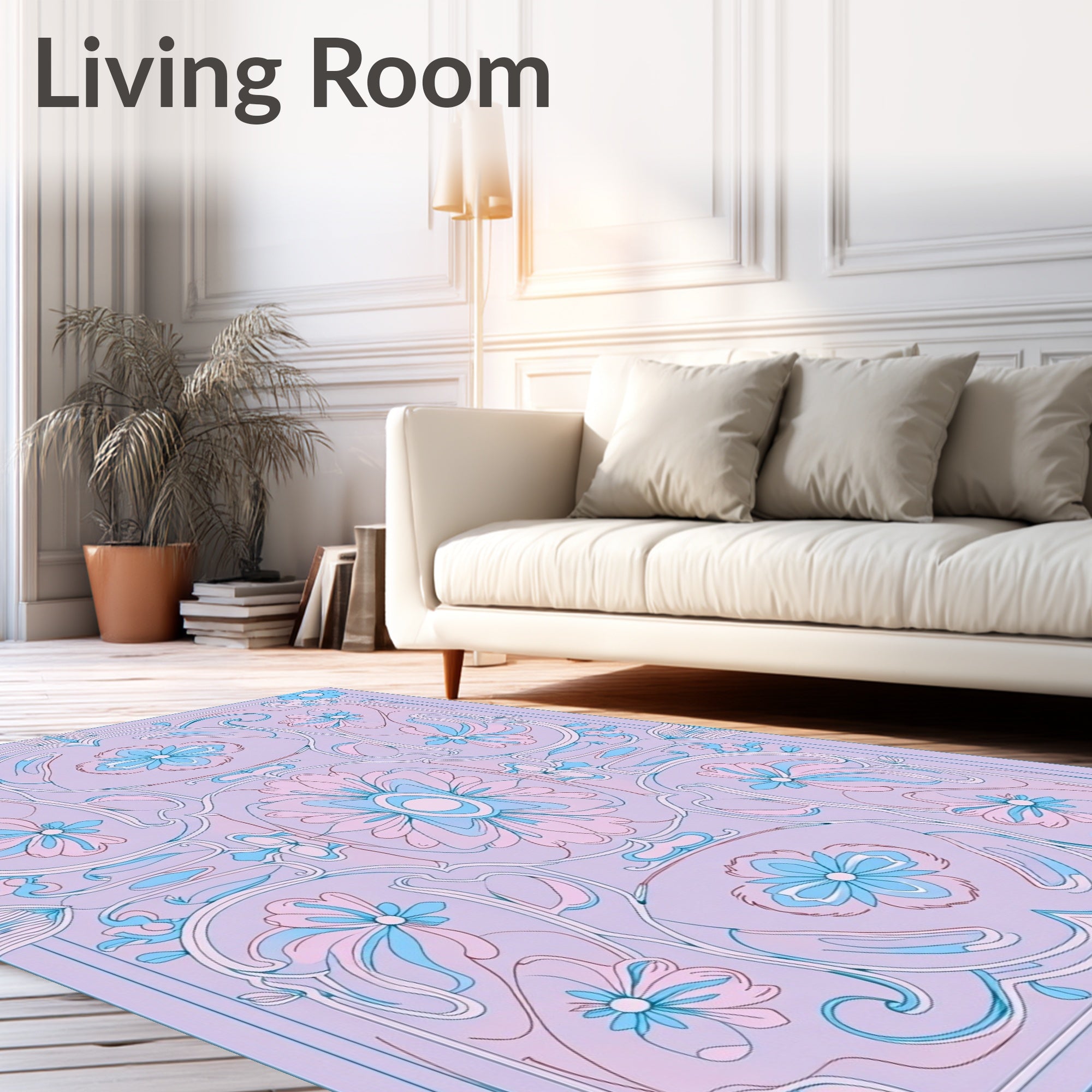 Floral Art Nouveau Inspired Pattern Rug