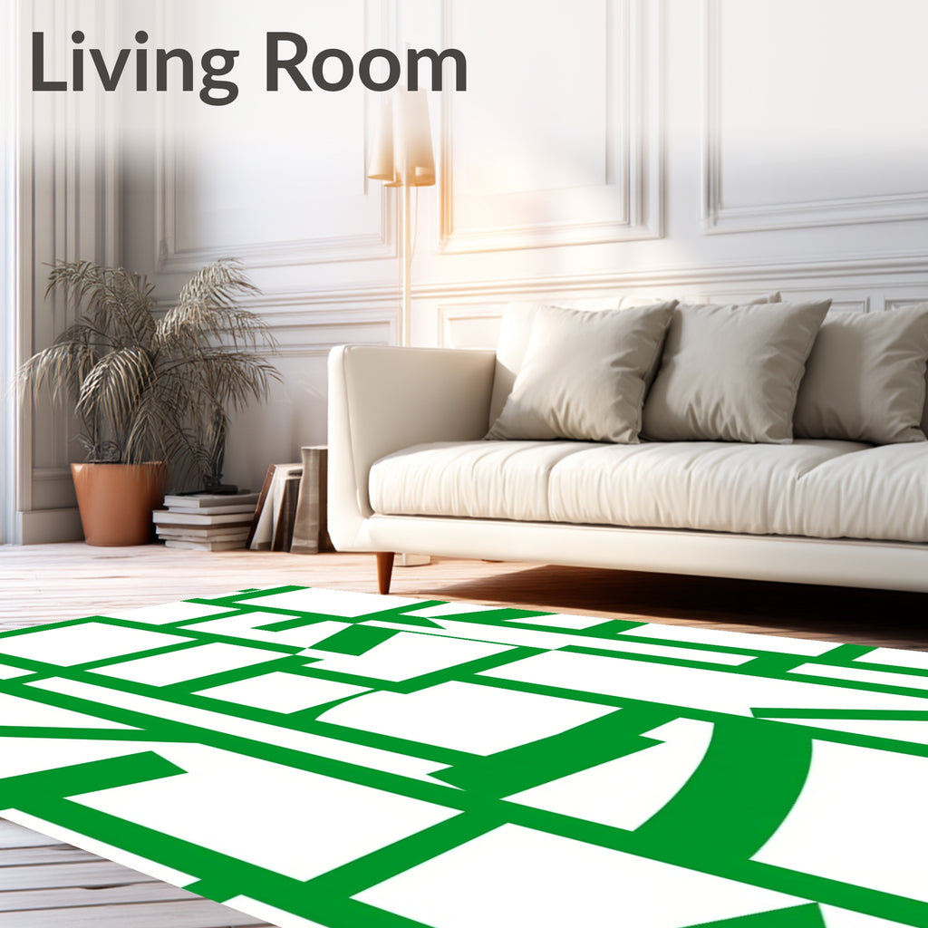 Green Linear Graphic Pattern Rug