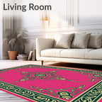 Pink Floral Scrollwork Pattern Rug
