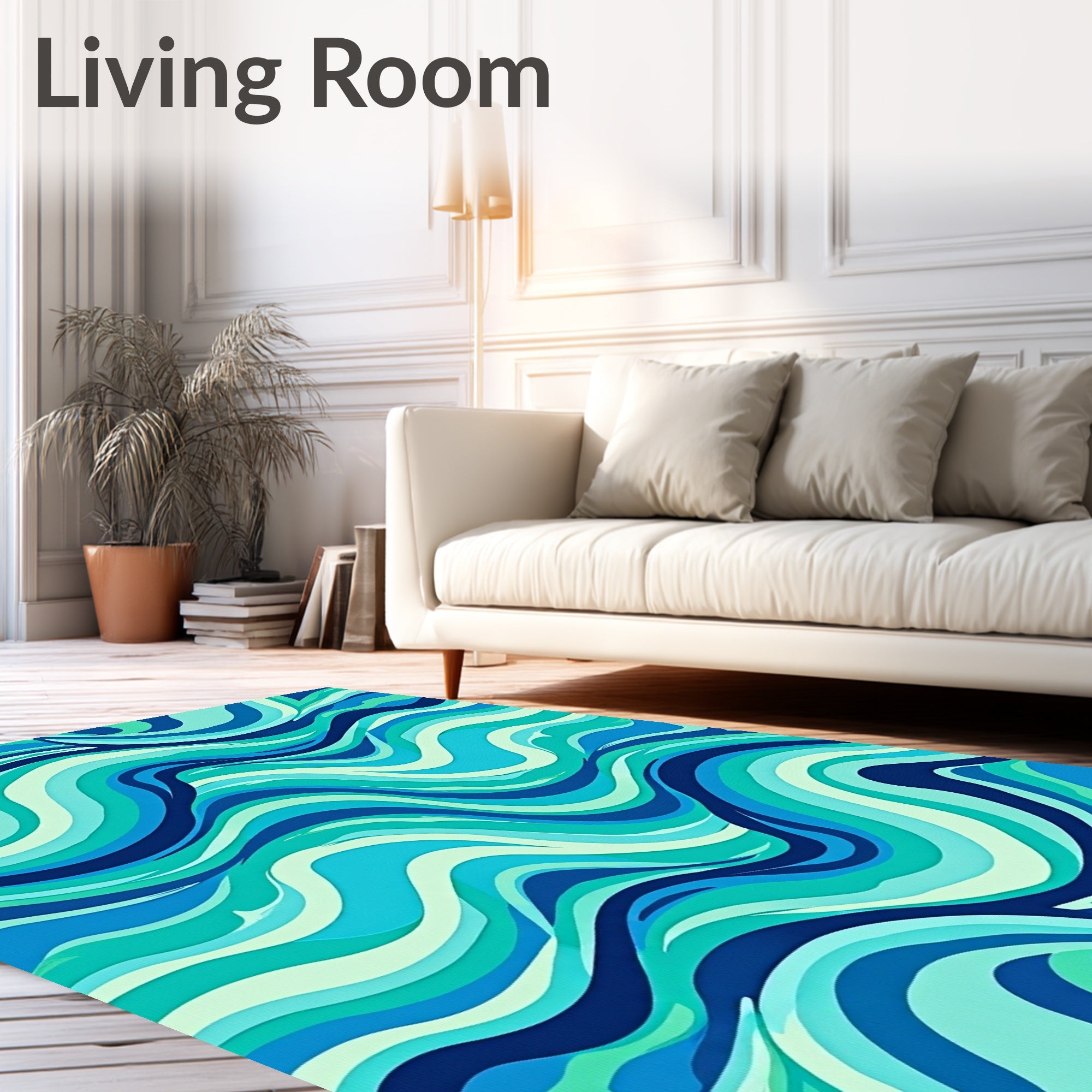 Oceanic Swirl Blue and Teal Design Rug
