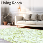 Light Green Botanical Floral Sketch Rug