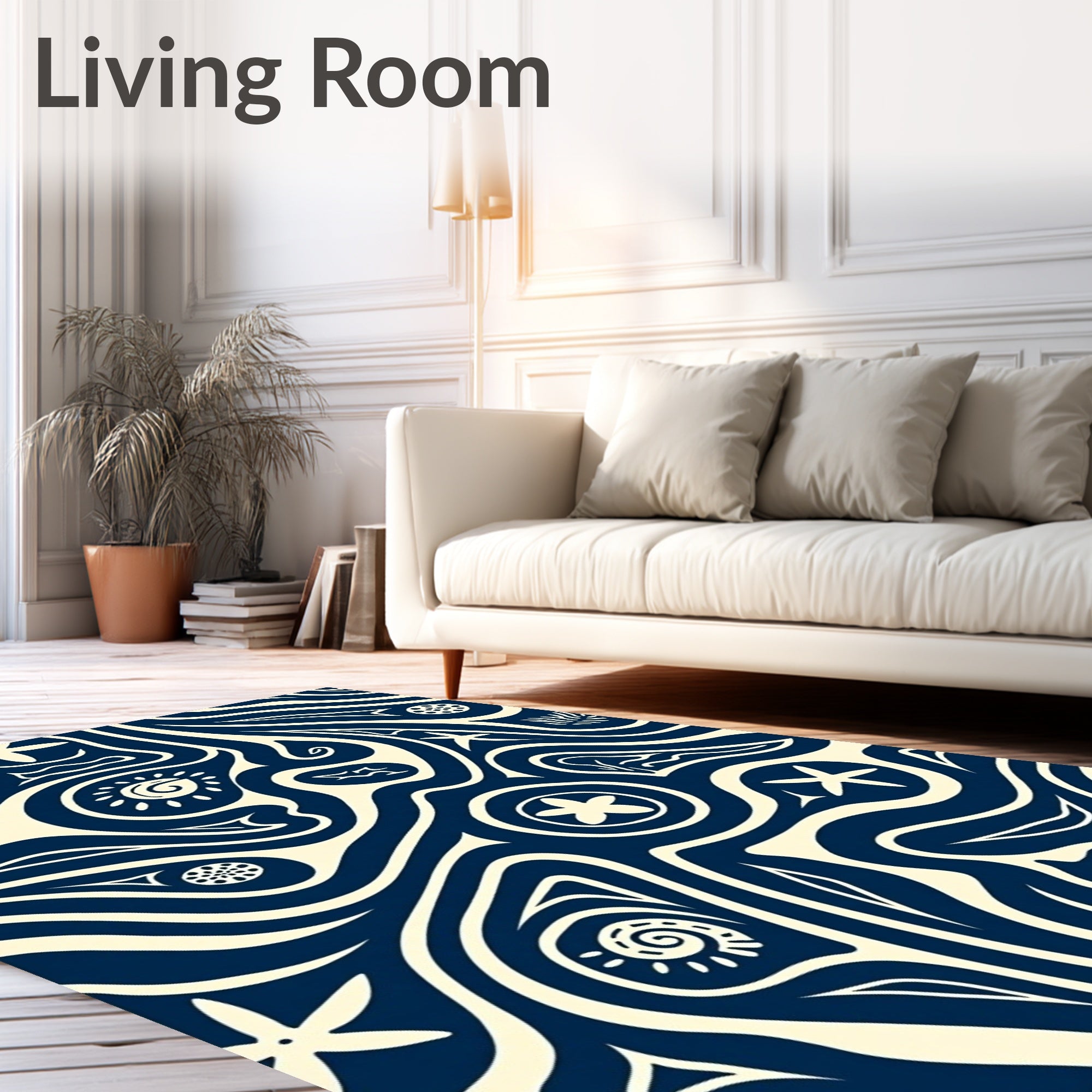 Coastal Wave And Starfish Pattern Rug