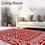 Red White Geometric Crystal Pattern Rug