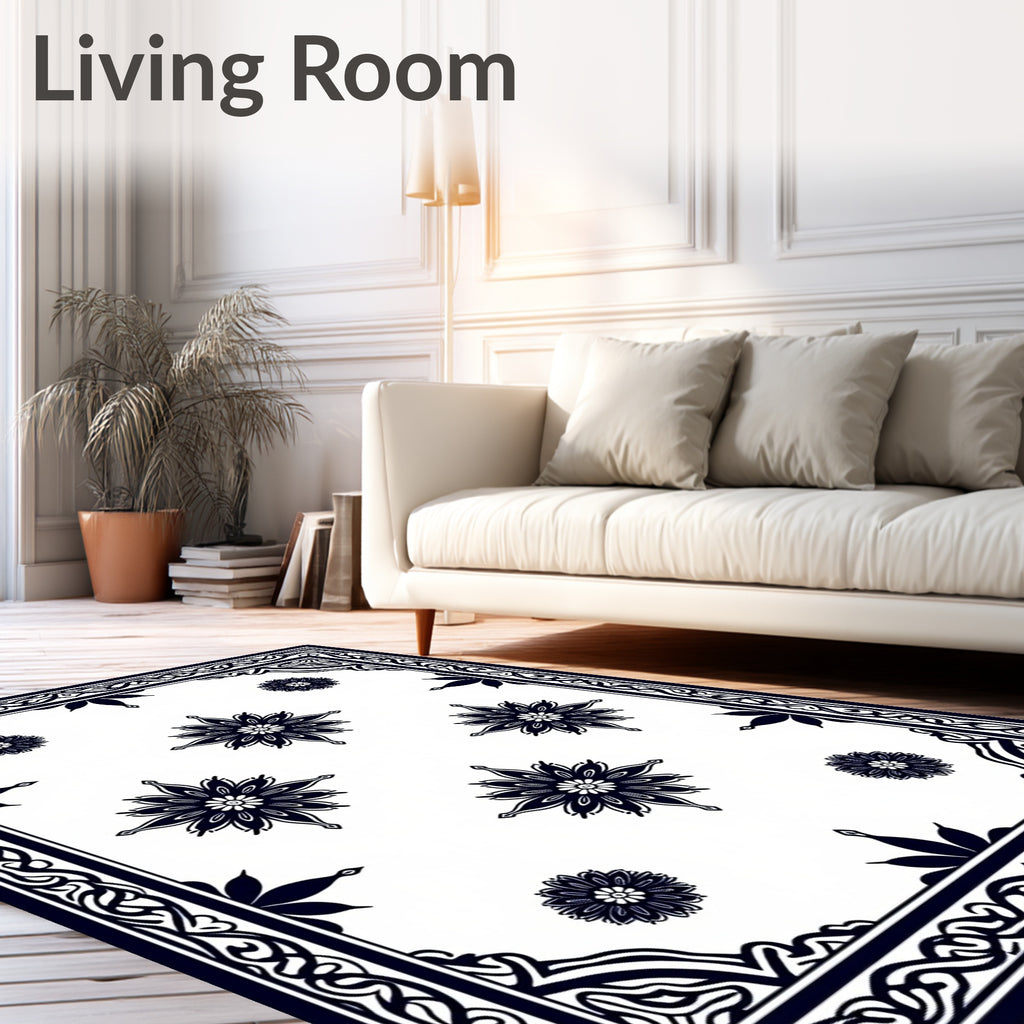 Vintage Floral Border Medallion Design Rug
