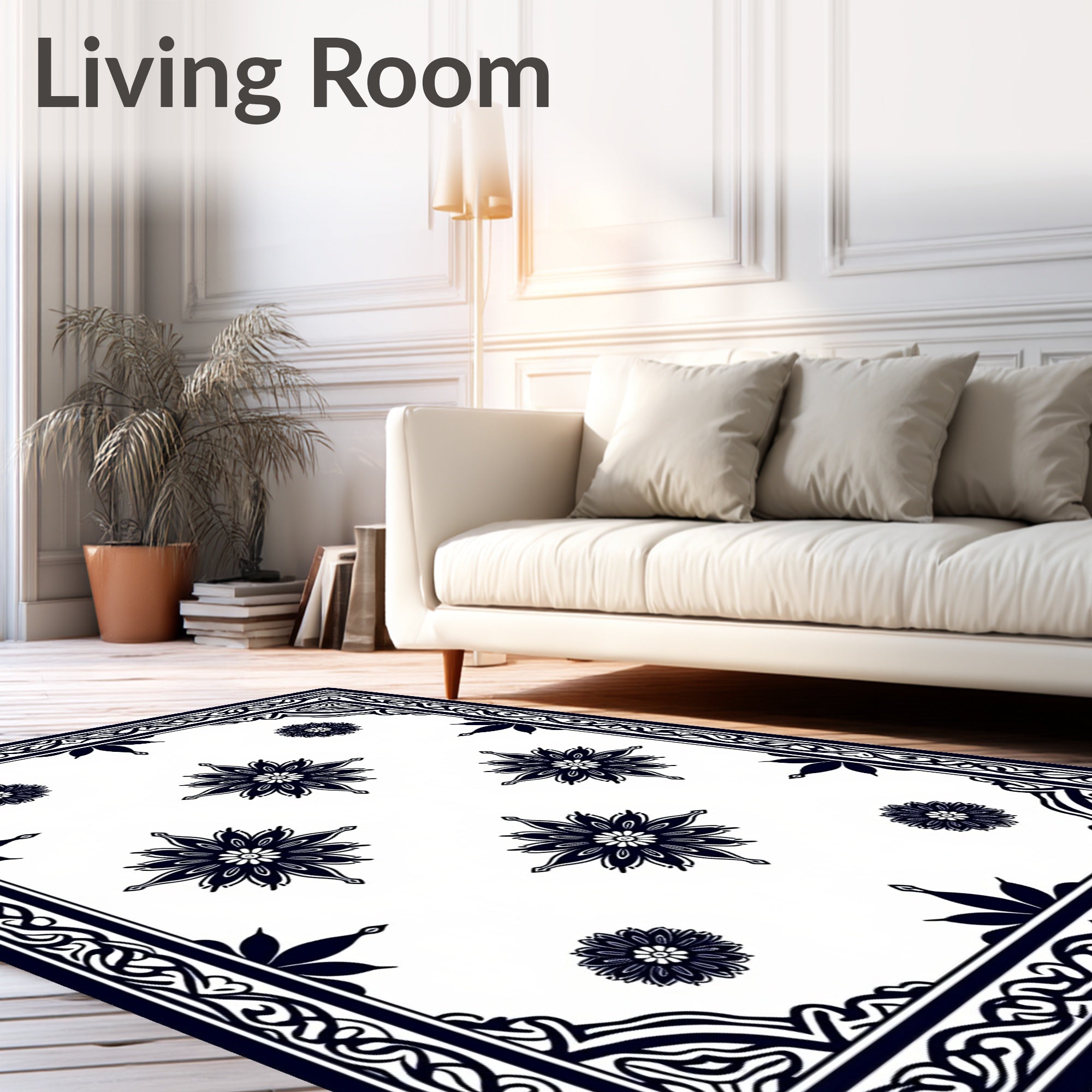 Vintage Floral Border Medallion Design Rug