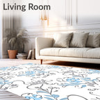 Light Blue Gray Floral Pattern Rug
