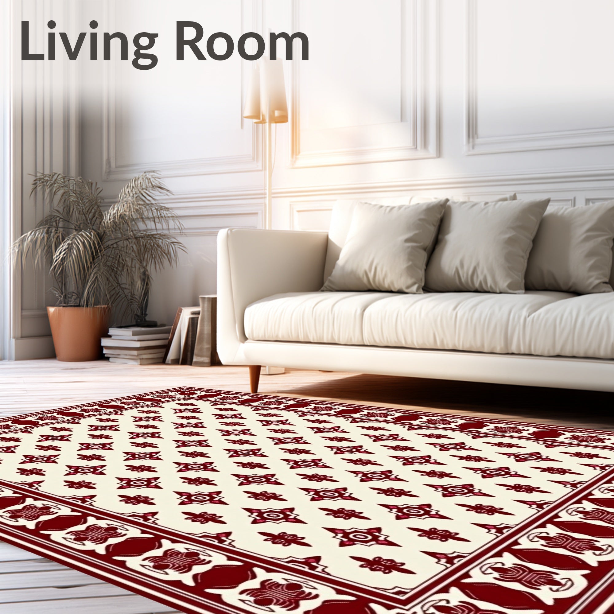 Elaborate Red Cream Lattice Design Rug