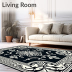 Classic Floral Scroll Border Design Rug