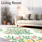 Delicate Floral Pattern with Pink Yellow Accents Rug