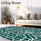 Geometric Art Deco Teal Cream Rug