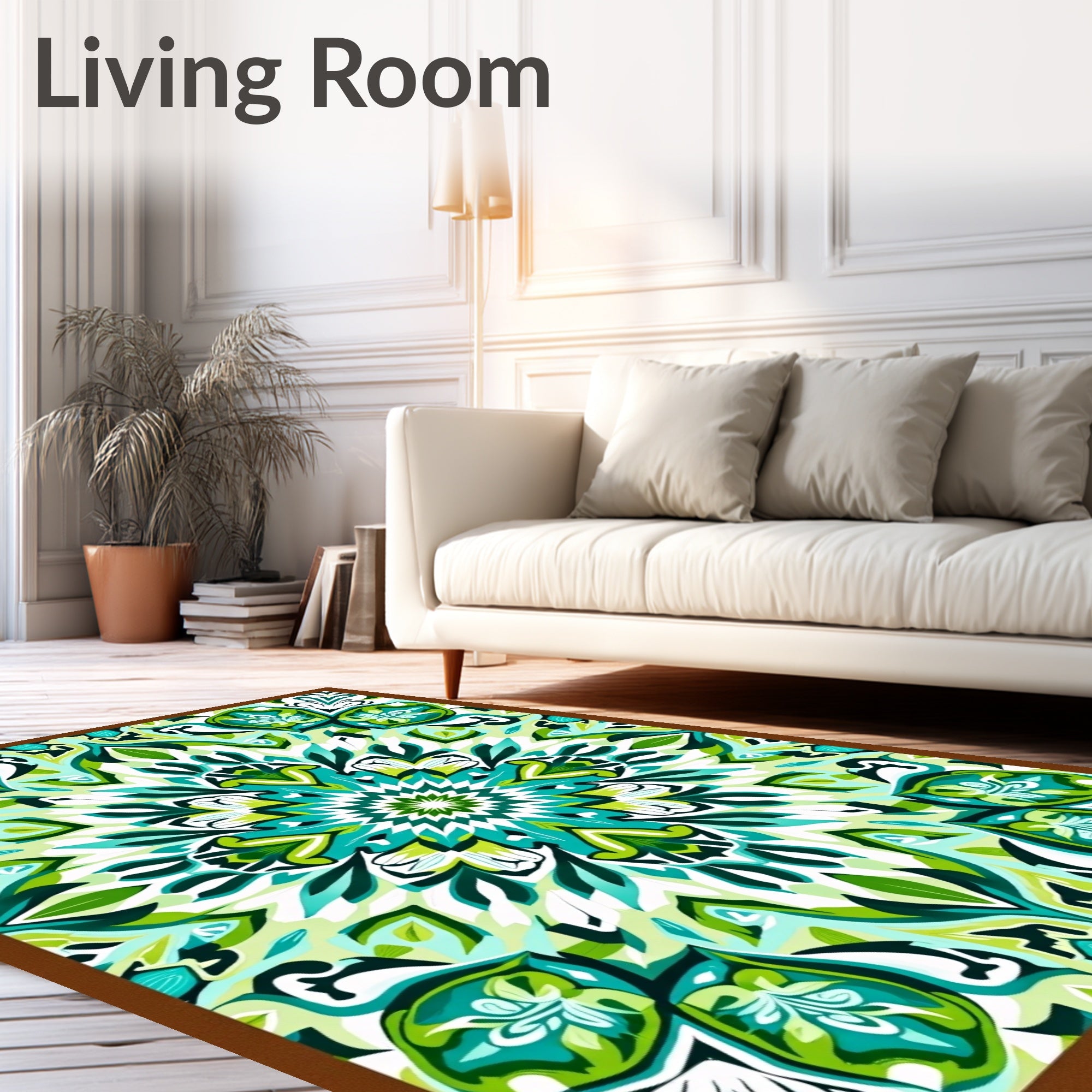 Symmetrical Emerald Green Mandala Rug