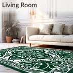 Dark Green Abstract Floral Pattern Rug