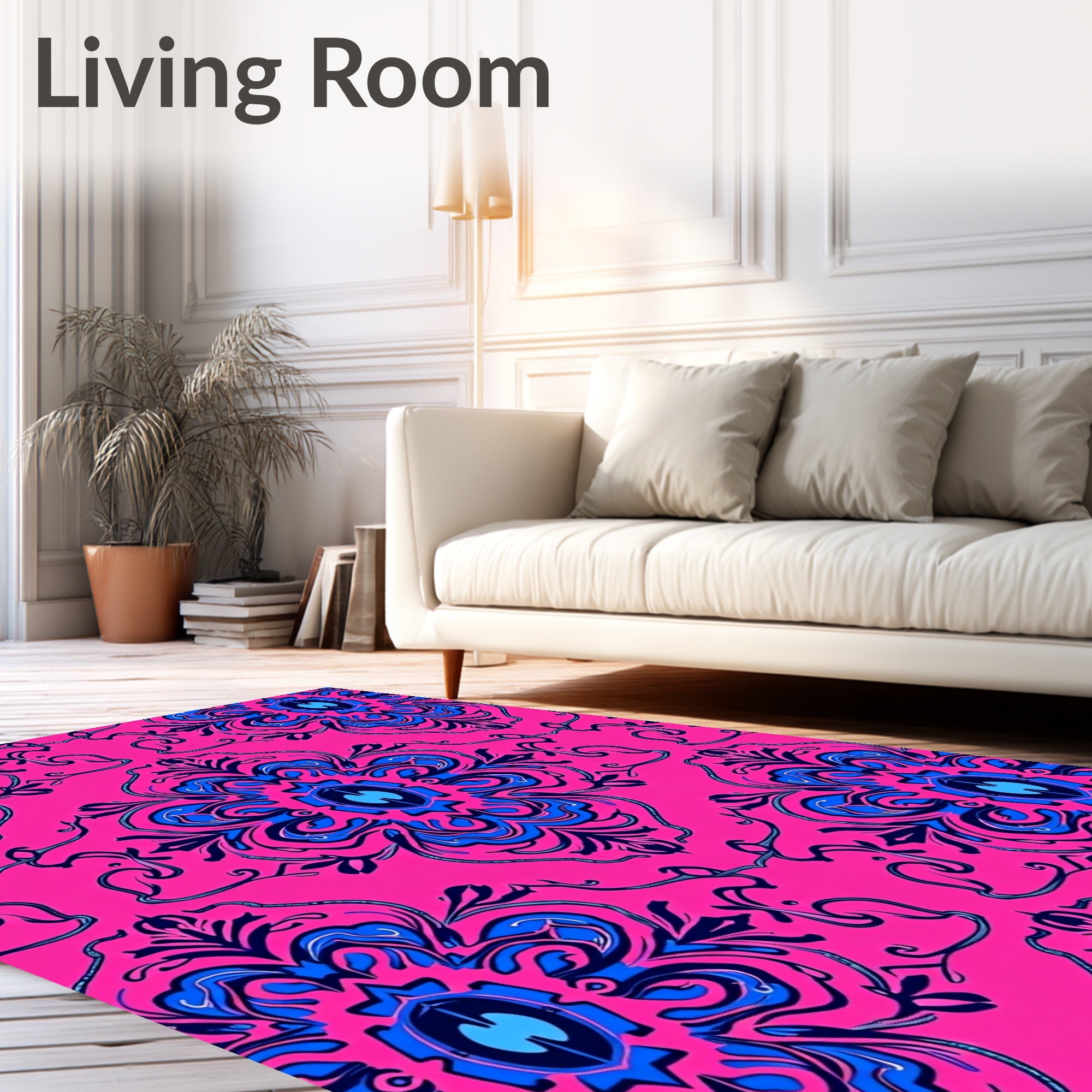 Vivid Floral Damask Pattern Rug