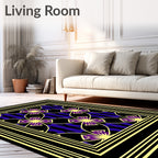 Golden Geometric Floral Patterned Rug