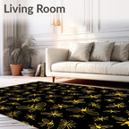 Golden Insects And Butterflies Pattern Rug